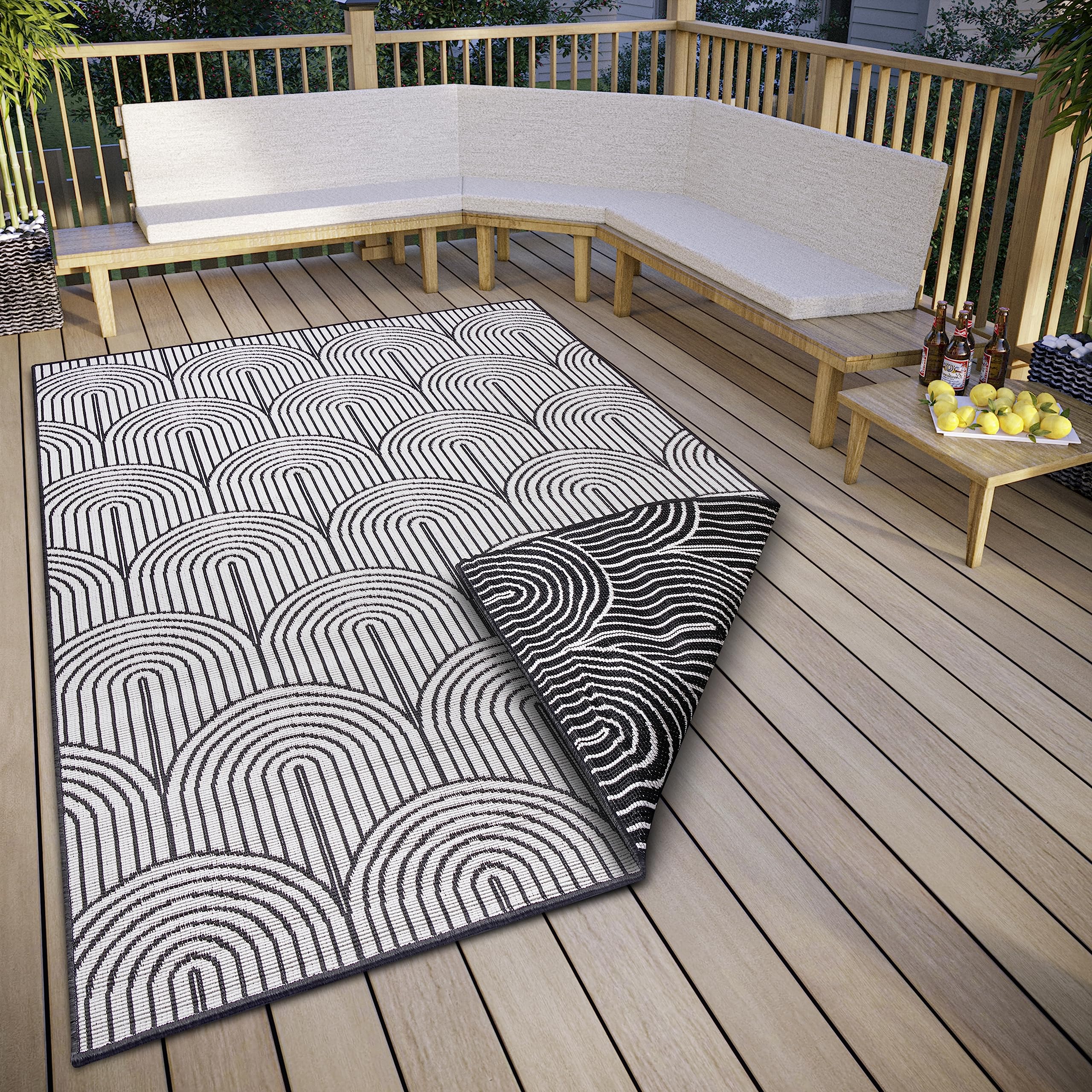 Hanse Home Black Pangli Flatweave Reversible Rug Indoor-Outdoor - 120X170 Cm