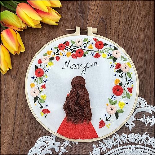 Expression Tees Kit de bordado para principiantes y adultos, juego de bordado fácil a mano con kits de punto de cruz, manualidades para