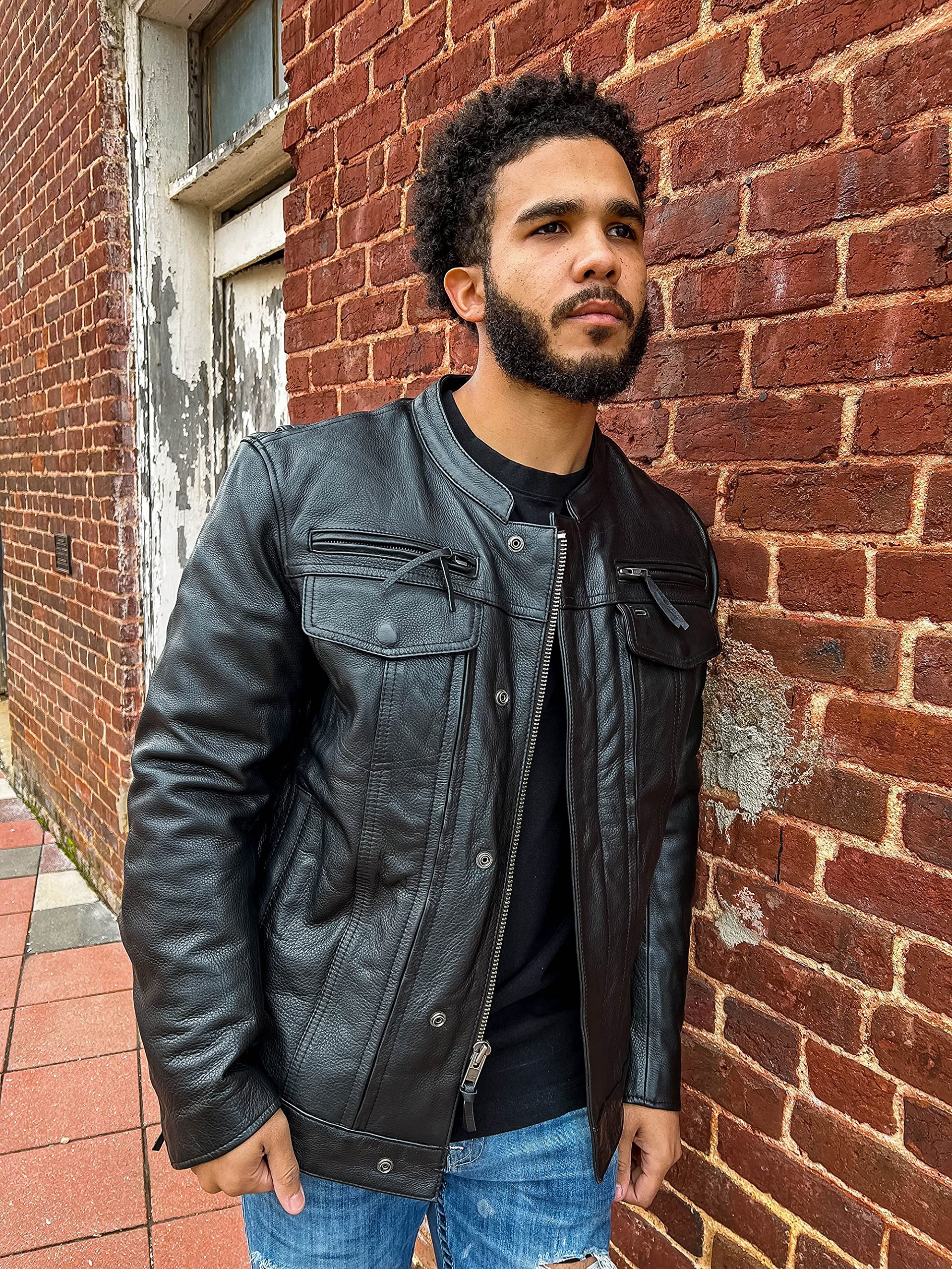 ジャケット・アウター RIDING LEATHER JACKET Amazon.com: Mens Motorcycle Leather Riding Jacket | Leather