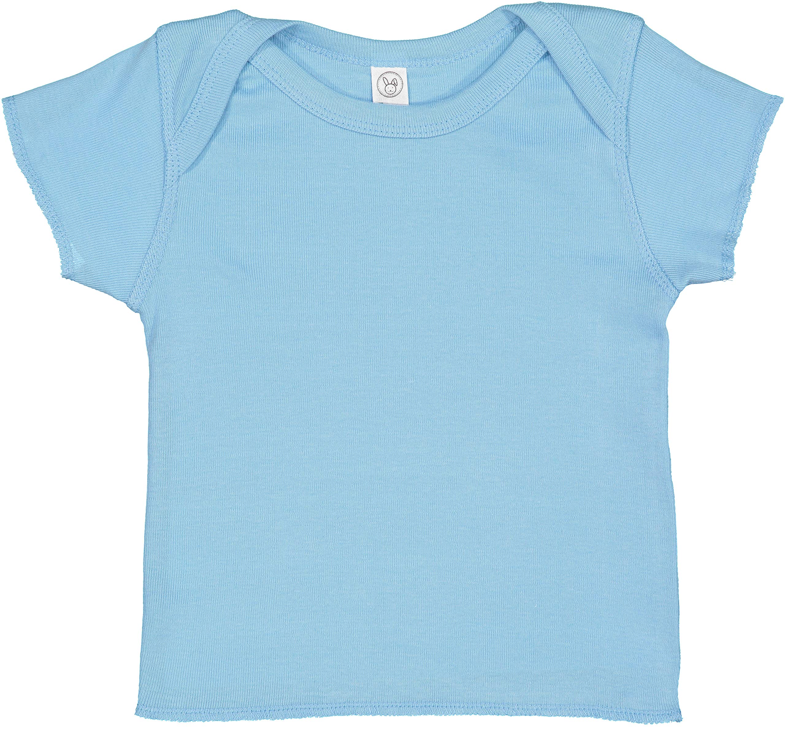 RABBIT SKINS, Baby Soft Lap Shoulder Short Sleeve T-Shirt, Light Blue, Newborn