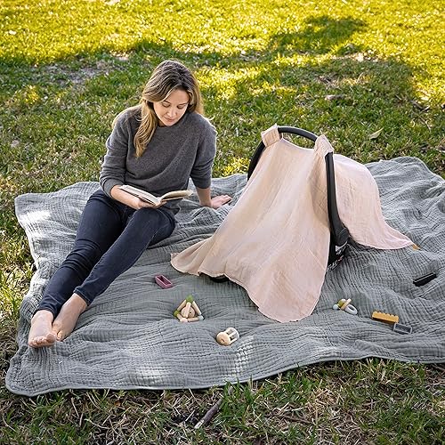 Miniatura 4 de Comfy Cubs Funda para Asiento de Coche de Bebé - Mezcla Suave y Transpirable de Rayón de Bambú y Algodón Muselina - Toldo Ligero para Protección