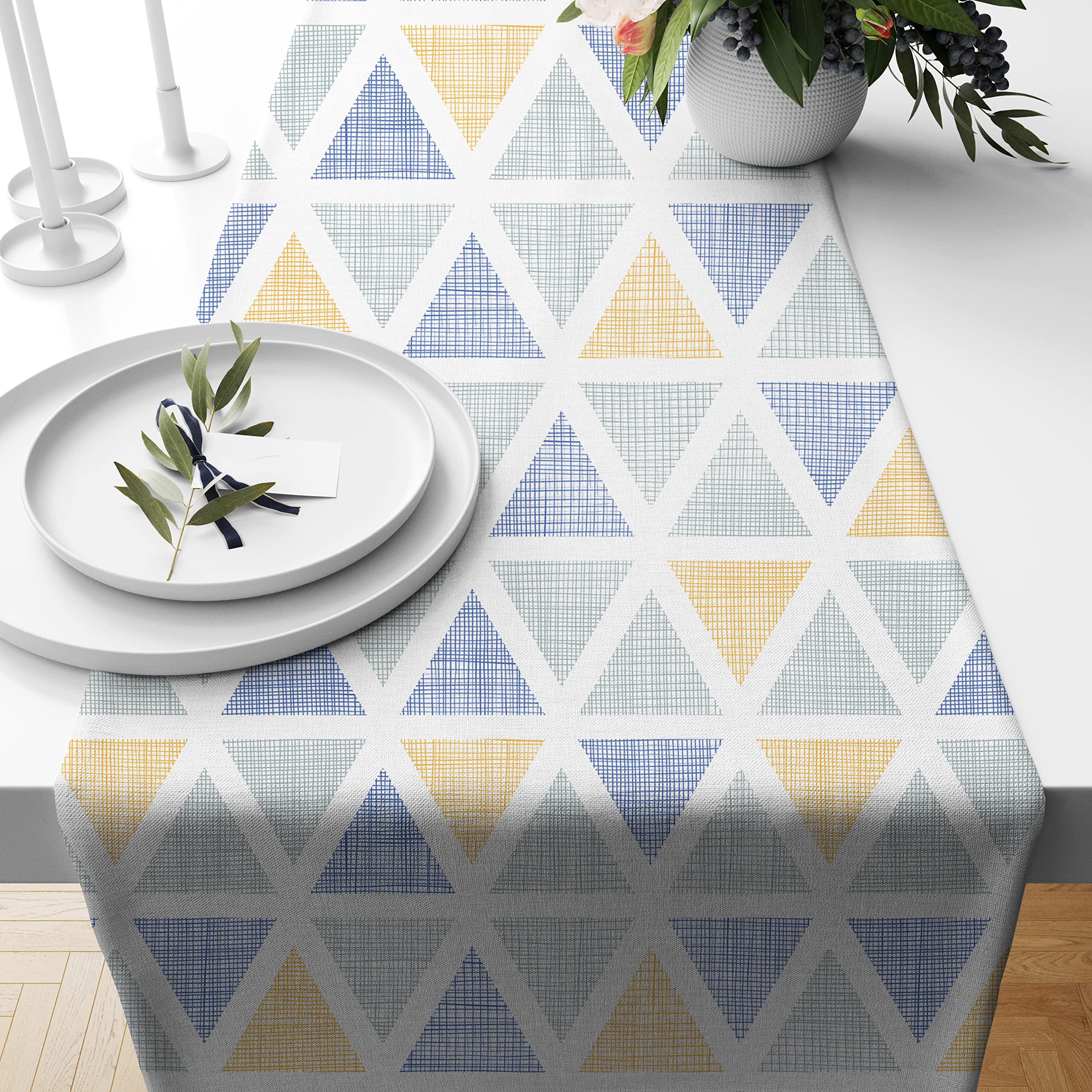 BRICK HOME Table Runner - Geometric Peach Design -17