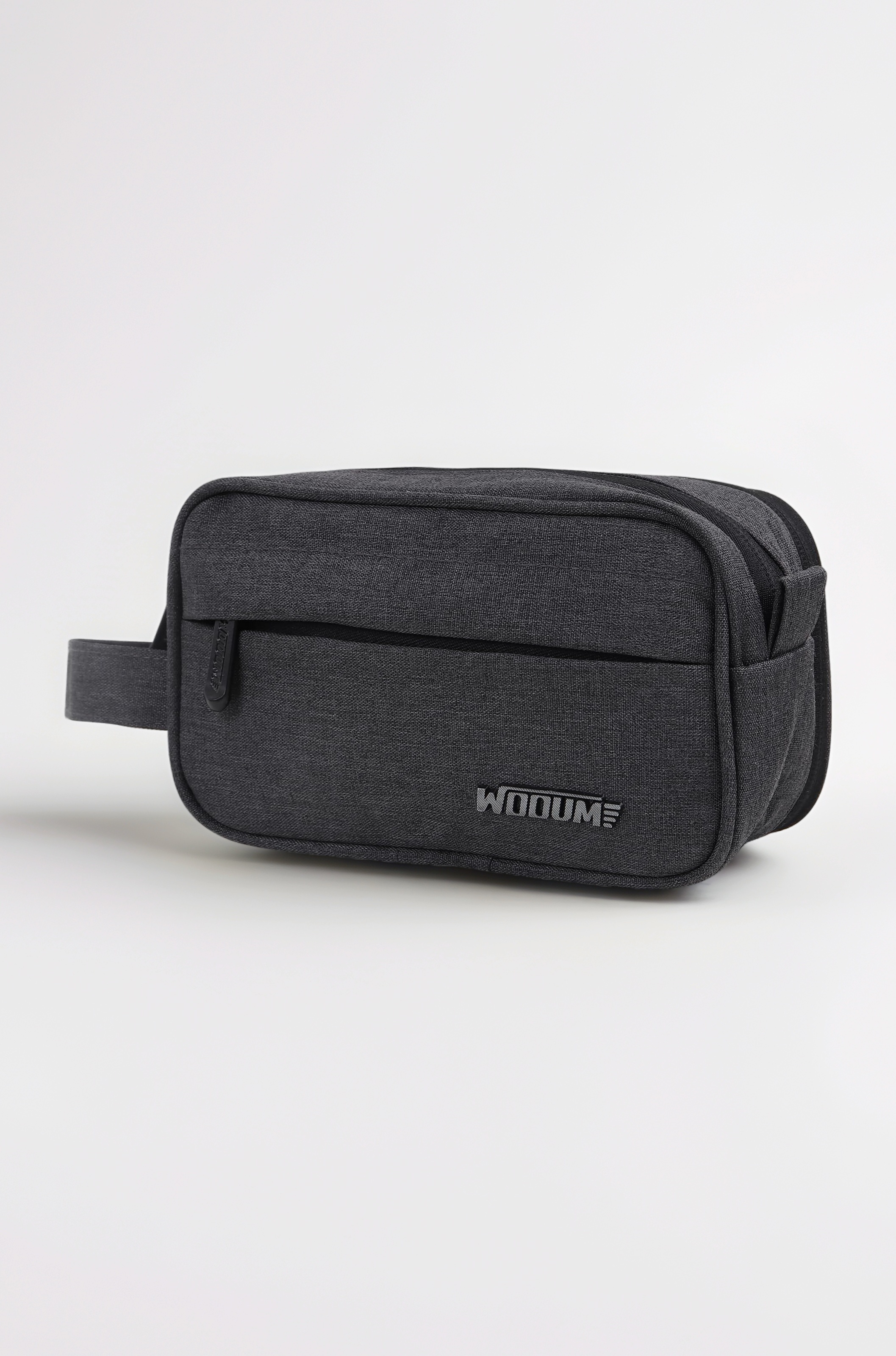 Wooum High Capacity Pen Case Durable Pencil Bag Stationery Pouch Zipper, Portable Journaling Supplies with Easy Grip Handle & Loop, Asthetic Supply for Adults, Dark Grey