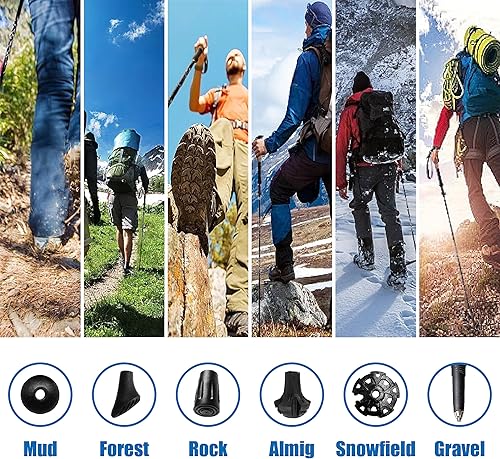 Miniatura 3 de Bastones de senderismo  Bastones de senderismo ligeros y plegables para equipo de mochilero, aluminio 7075 con agarre de corcho, bastón de 5