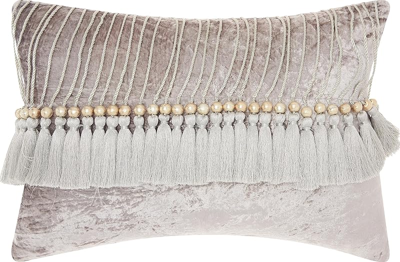 Mina Victory Sofia Indoor Grey 14" x 20" Throw Pillow