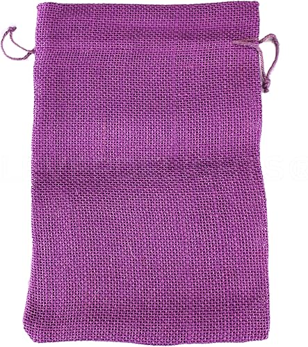 Miniatura 2 de CleverDelights Bolsas de arpillera moradas - 8 x 12 pulgadas - Paquete de 25 - Bolsa de yute natural con cordón