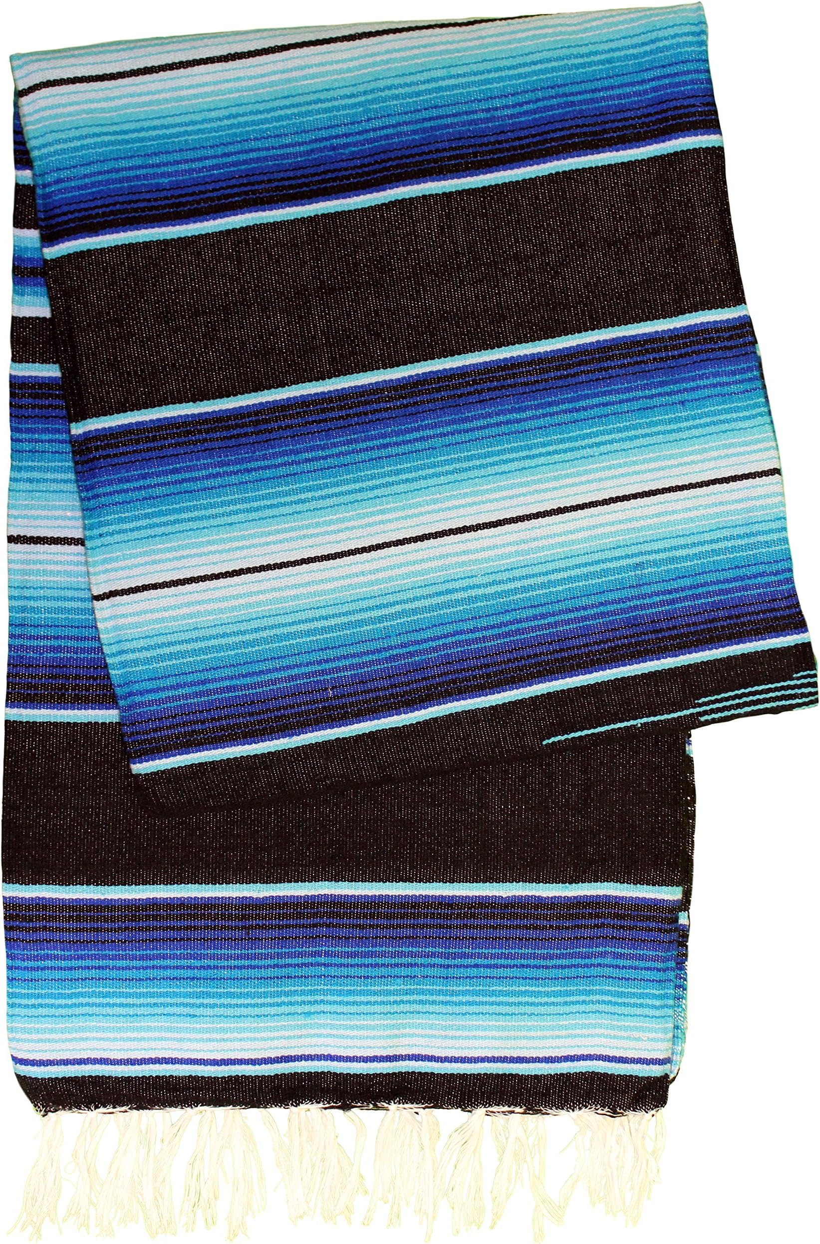 QueBaja Mexican Blanket Serape Sarape Blue