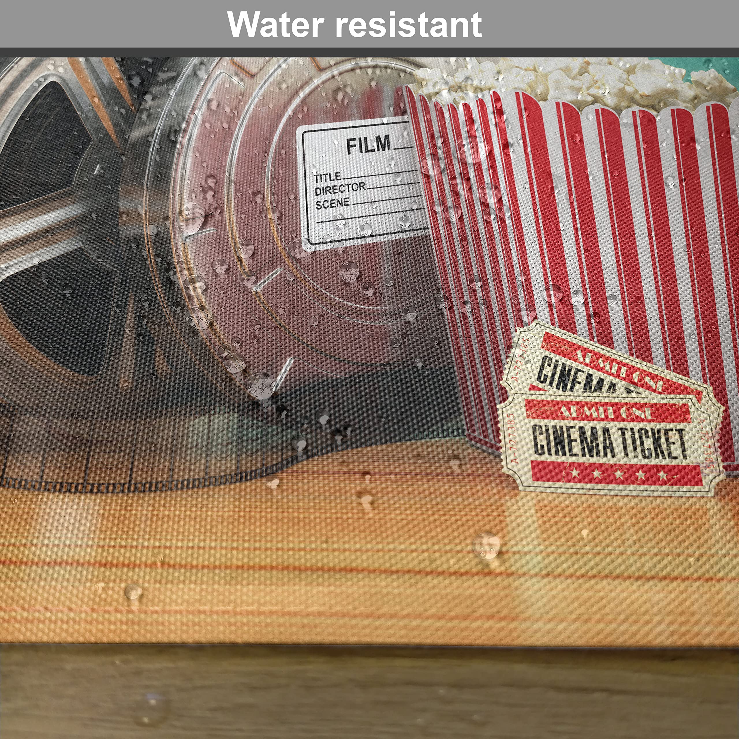 ABAKUHAUS Cinema Tovaglietta Americana Set di 4, Poster Vintage, Tovagliette in Tessuto Lavabile per Tavolo da Pranzo Cena, Grigio Nero Blu