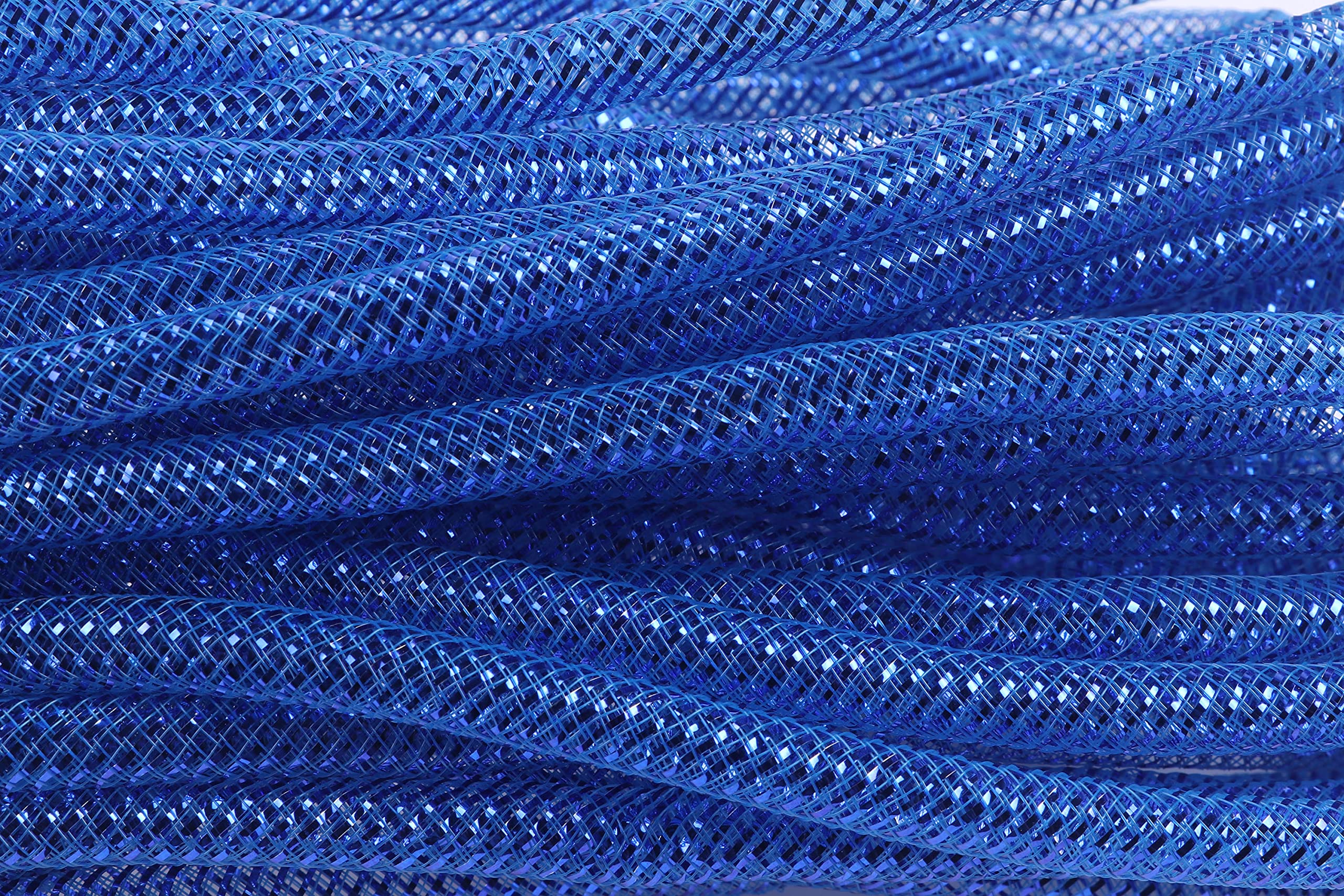 YYCRAFT Deco Mesh Tubing Flex with Metallic Foil 8mm x 25 Yards-Royal
