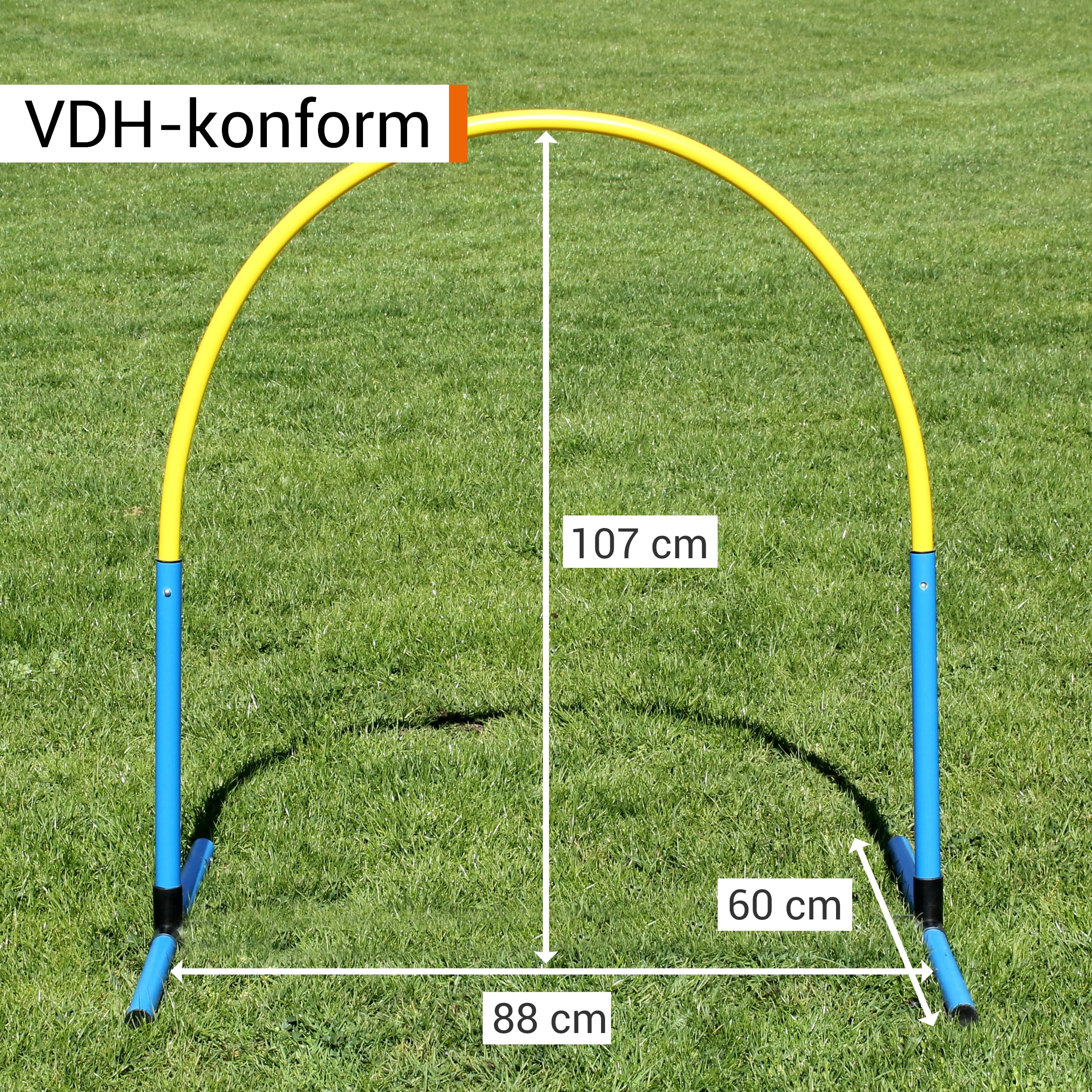 Hoopers Hoop – wetterfest, VDH-konform & farbig – mit Stecksystem für sicheres Hundetraining – aus robustem Kunststoff – Flexibler Hundesport-Reifen mit Stecksystem – Blau/Orange