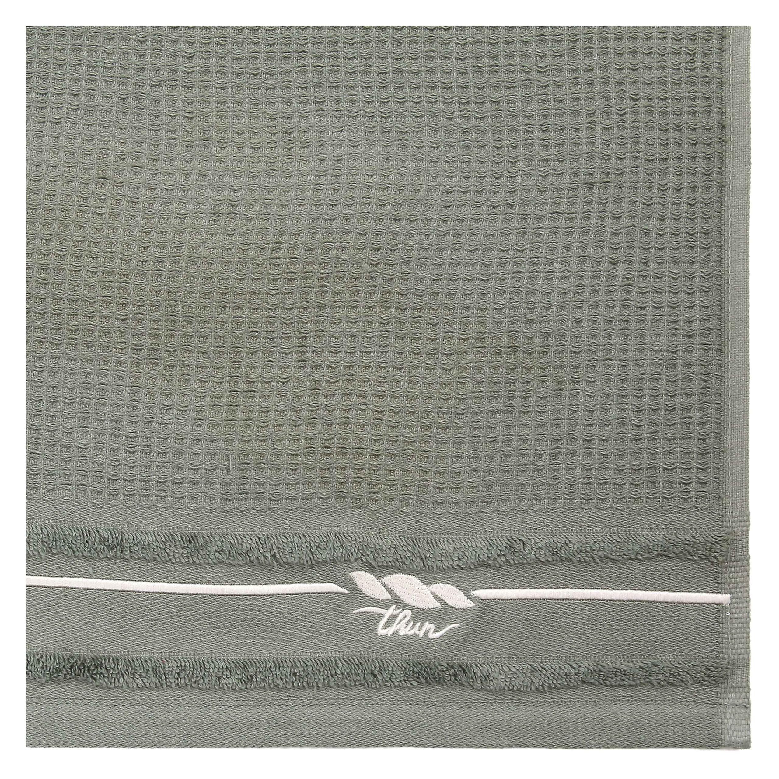 THUN Set 2 asciugamani, verde, 100% cotone, Collezione Country Bloom, t40 x 60, 60 x 100 cm
