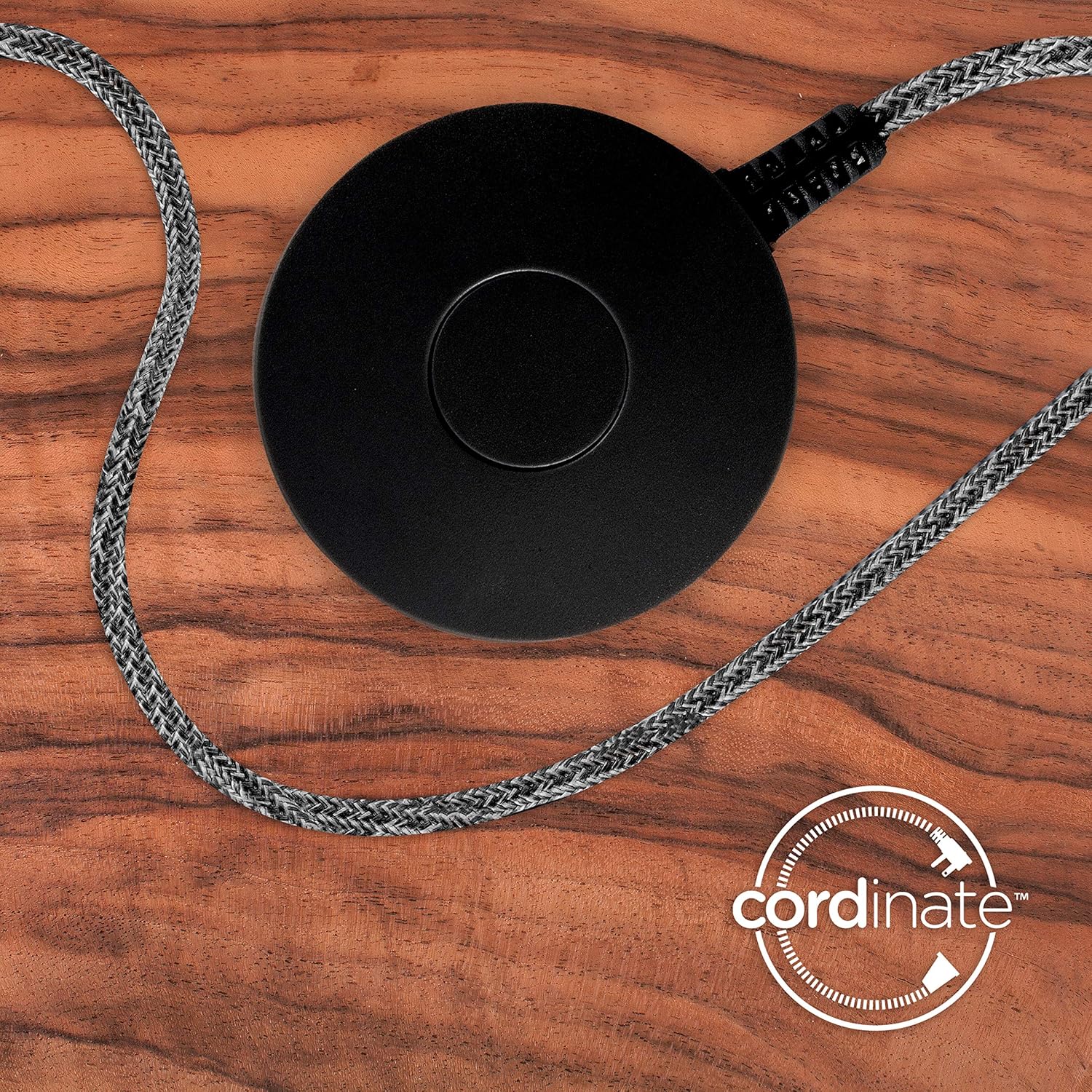 Cordinate Extension Cord with Switch On/Off Plug, 6 Ft Braided Power Cord Outlet Switch, 3 Prong, Slip Resistant Base, Tabletop or Wall Mount, Perfect for Lamps/Holiday Lights, Black, 48728