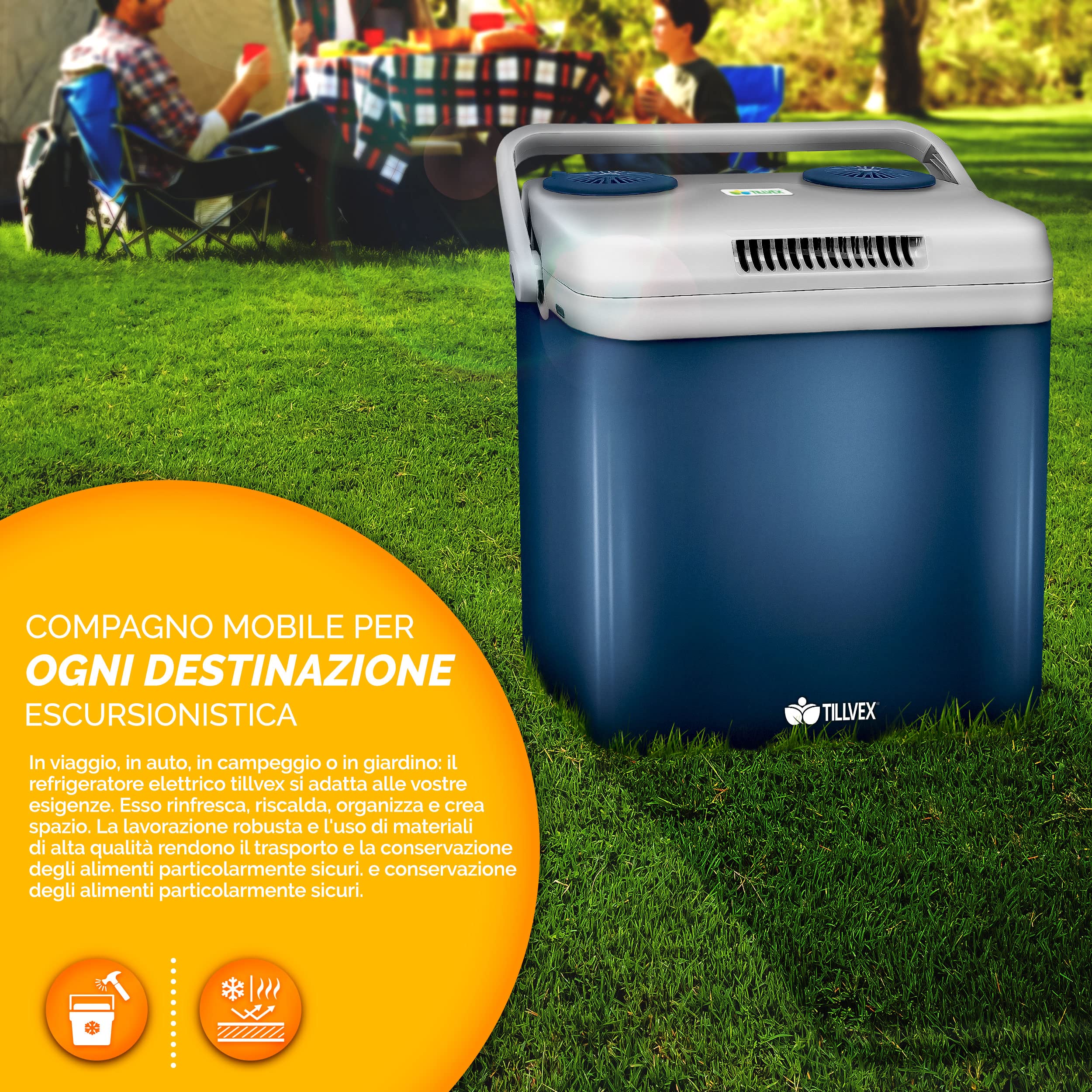 tillvex Frigorifero Elettrico Portatile 32L Mini-frigorifero 230V 12V Campeggio