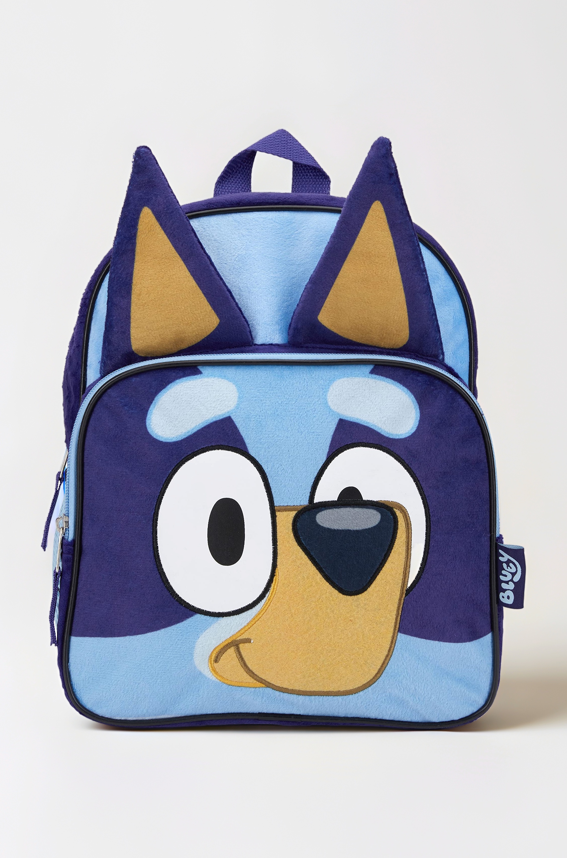 BLUEY Backpack for Girls & Boys for Kindergarten & Elementary School, 12 Inch, Plush with 3D Ears & Appliques, Adjustable Straps & Padded Back, Lightweight Travel Bag for Kids