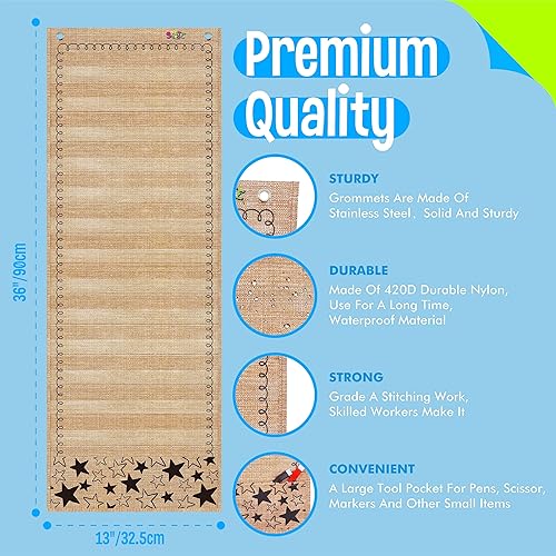 Miniatura 7 de Tabla de bolsillo para horarios diarios, tabla de confeti para aula con 13 + 1 bolsillos, 26 tarjetas reutilizables (13 tarjetas impresas de doble