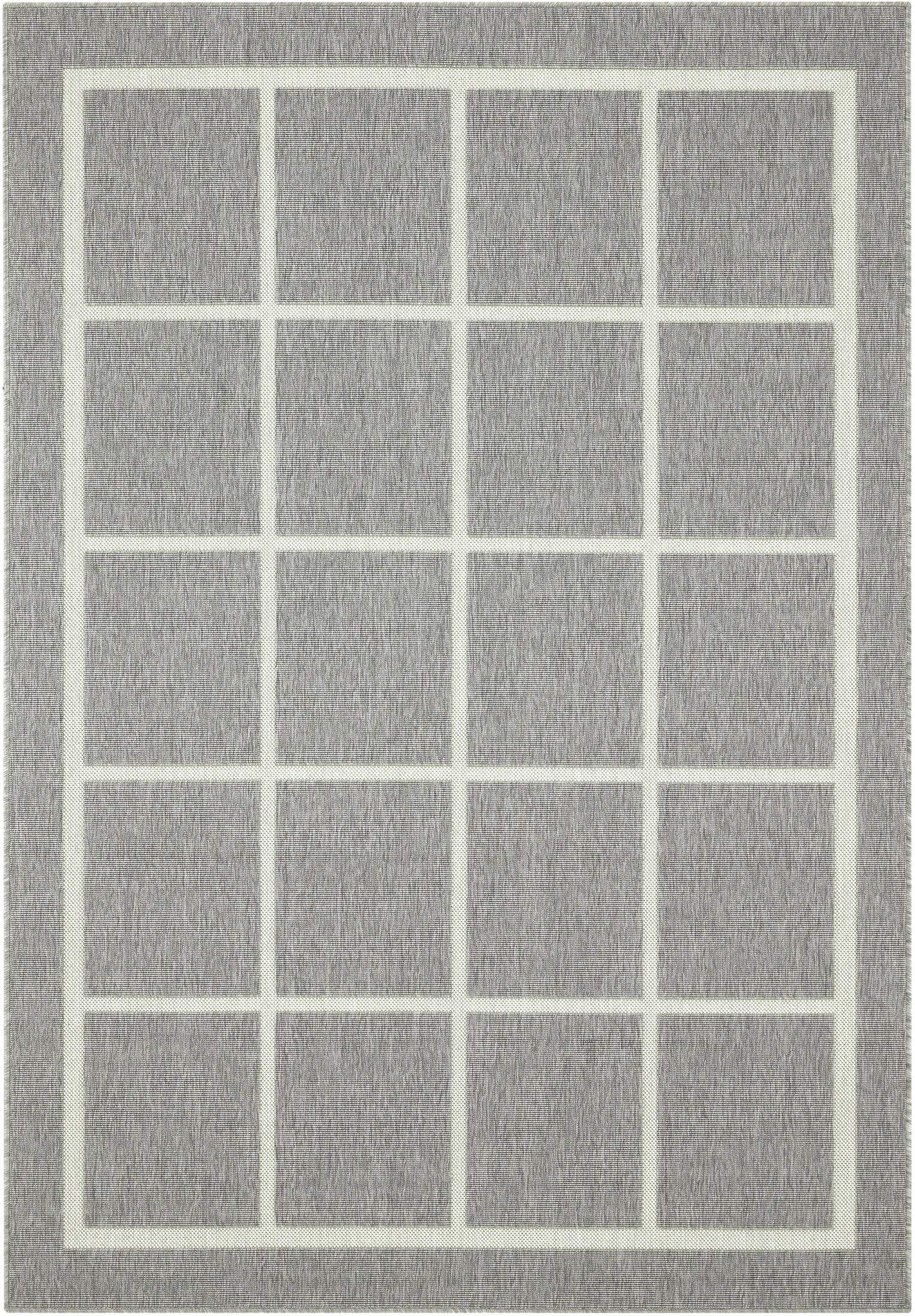 Aspect SILVER GRID Geometric Check Pattern Area Rug (Silver Grey, 120x170cm)
