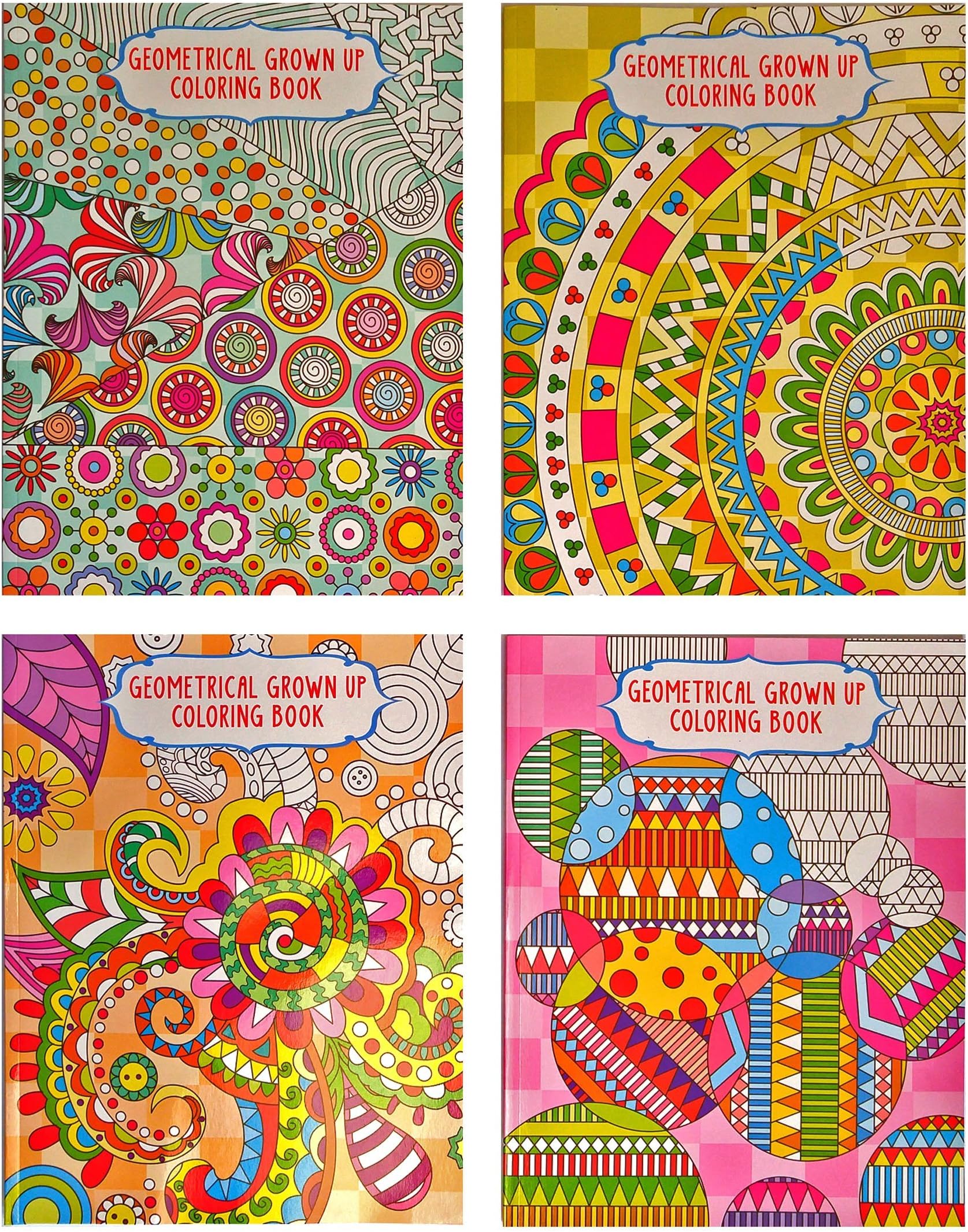Set of 4 Vision St Adult Coloring Books Geometrical Grown Up 32 Page Coloring Books (You Get 4 Different Books)