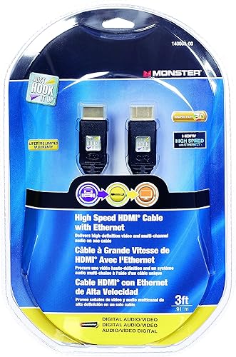 Monster - Cable HDMI de alta velocidad con Ethernet (3 pies)