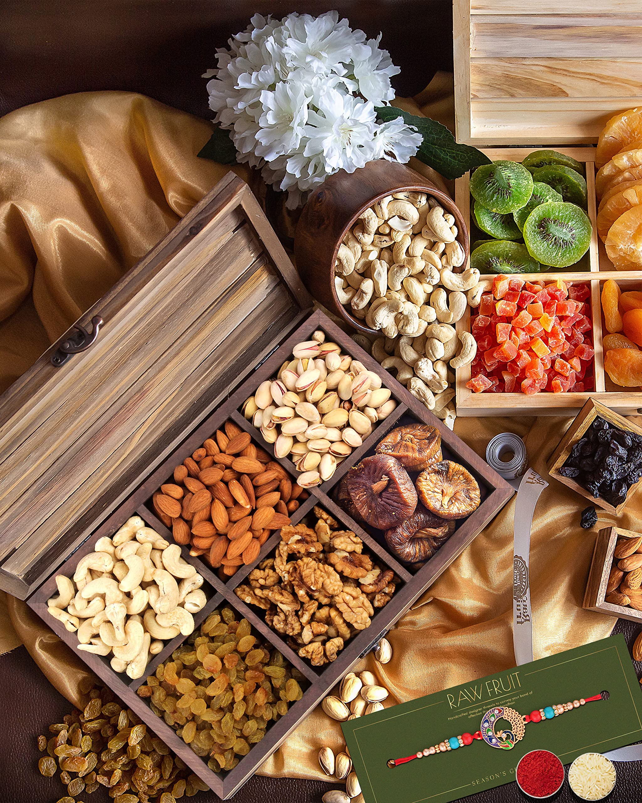 Hyperfoods Rakhi Hamper for Brother Rakhi for Brother Combo with Dry Fruits Basic6 Rakshabandhan Gifts for Brother with Rakhi Rakhi for brother with Gift combo Luxury Gift Hamper for Peacock Rakhi