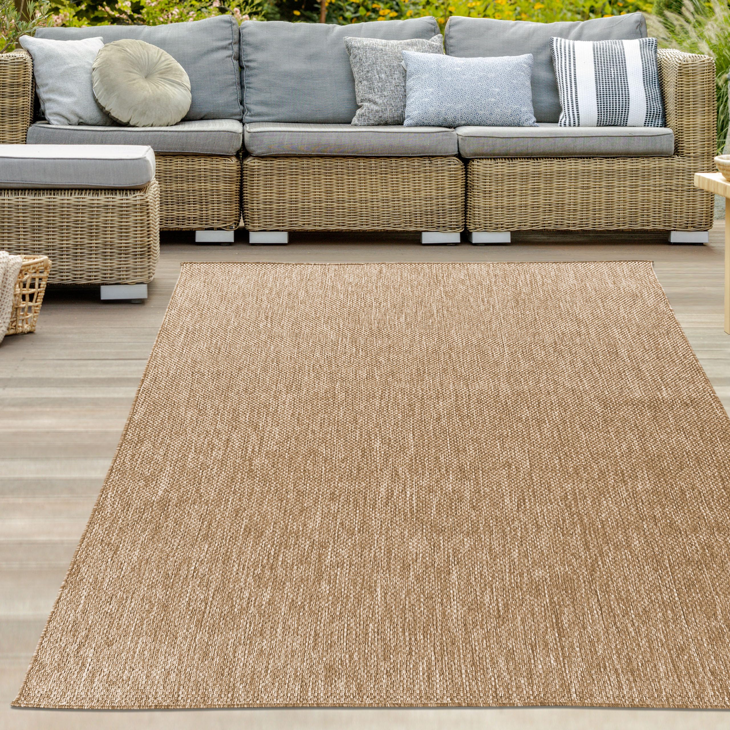 Teppich-Traum para terraza Comedor Cocina Avance salón Pasillo Resistente a la Intemperie fácil de Limpiar Transpirable Antimanchas Duradero Beige 120-x-170-cm