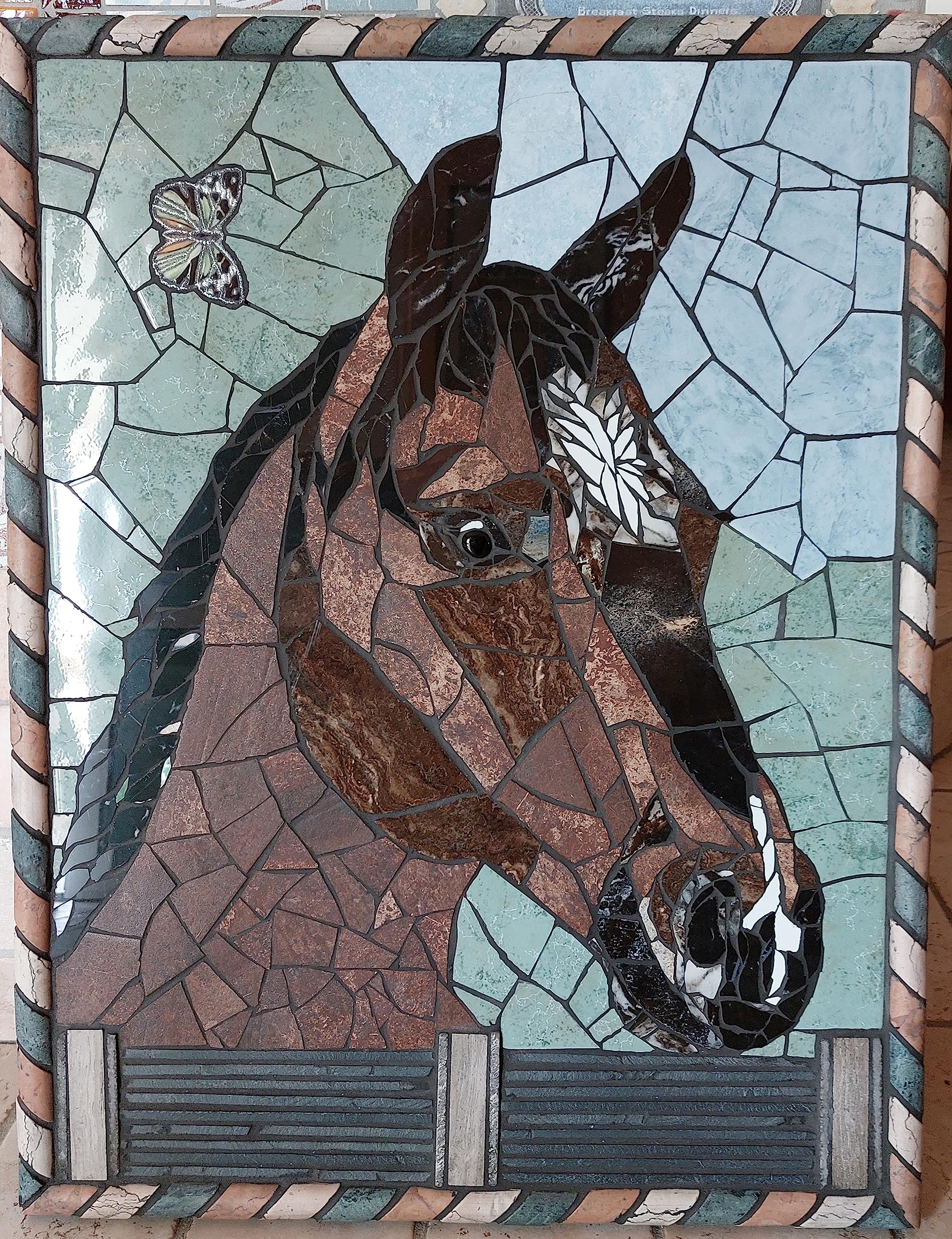 Cadre en mosaïque en céramique design artisanal objet décoration murale