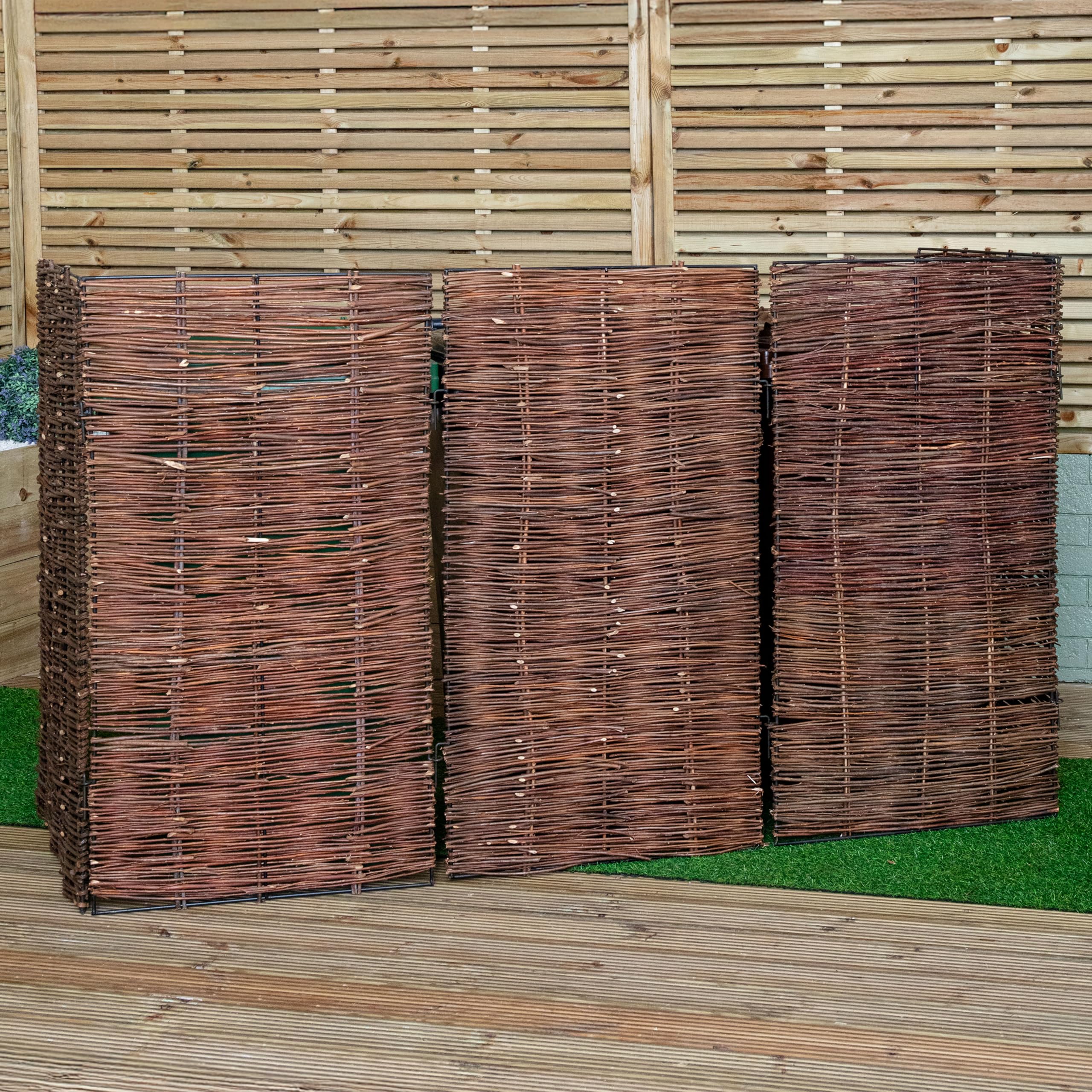 1.16m x 1.83m Triple Garden Patio Willow Wheelie Bin Screen Hideaway