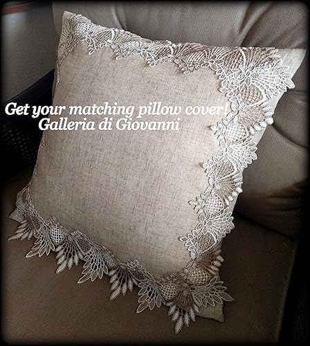 Miniatura 7 de Bufanda grande de 23 pulgadas Doily para mesa de tocador, tonos neutros de cacao, encaje europeo