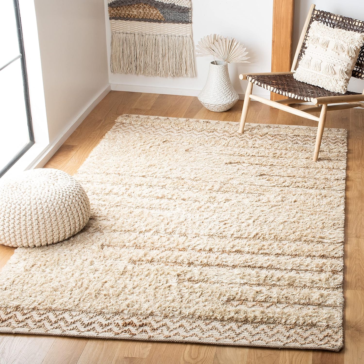 Ivory Hand-Tufted Wool 8' x 10' Rectangular Rug