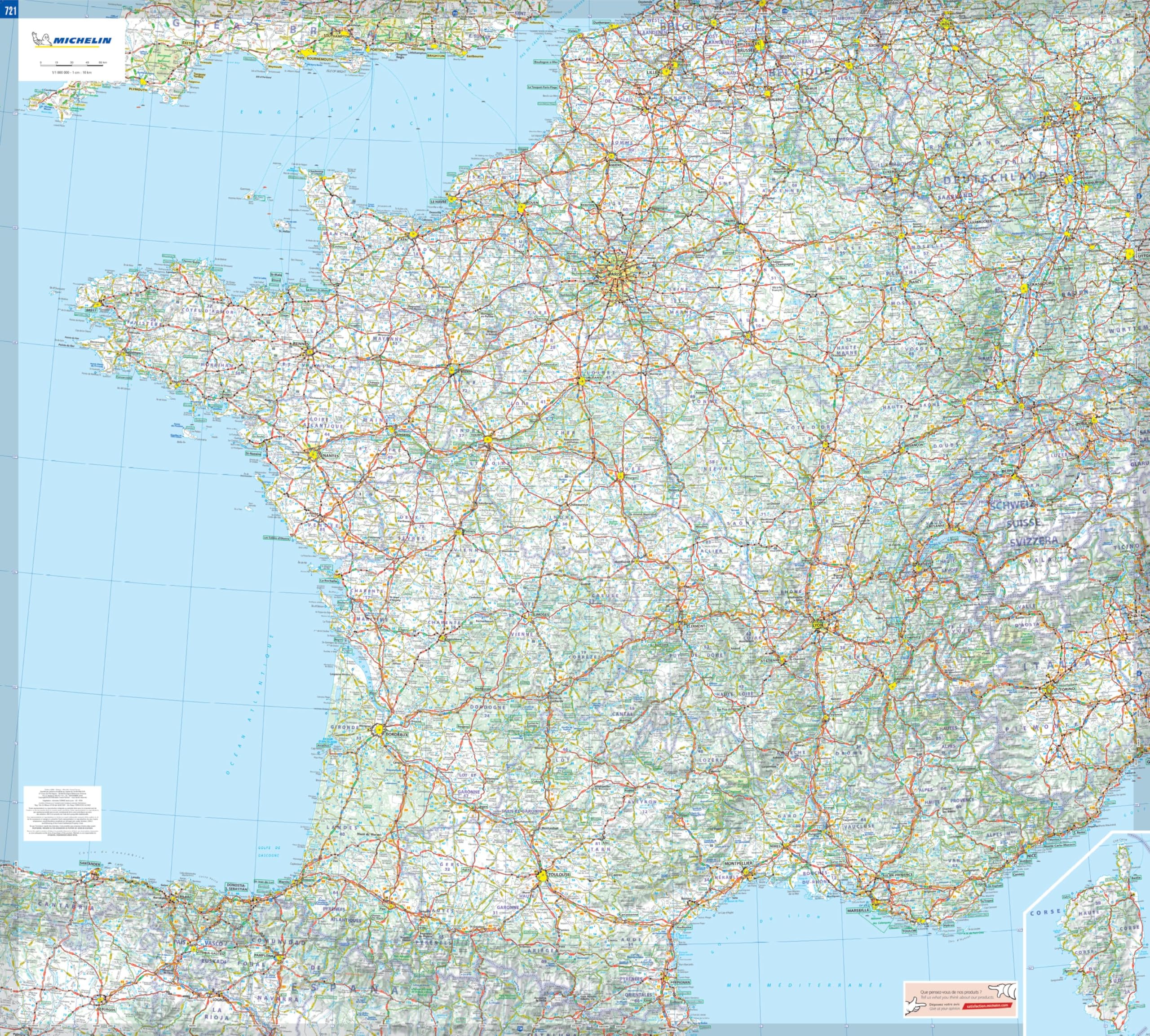 France - Michelin rolled & tubed wall map Encapsulated: Wall Map (Michelin Wall Maps)