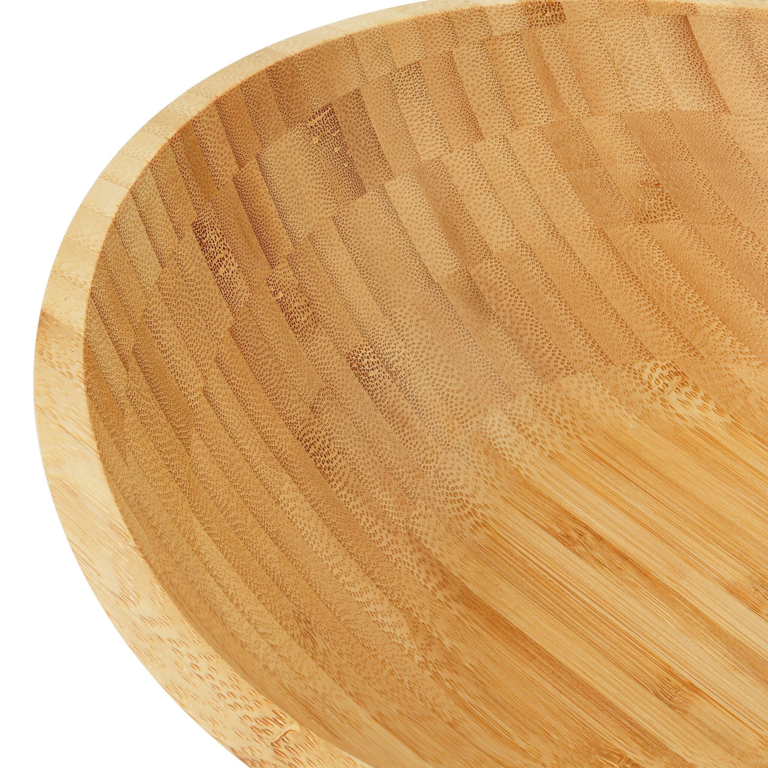Relaxdays Insalatiera, bambù, Ovale, H x L x P: 10 x 25 x 23 cm, Ciotola per servire Insalata, Snack, Frutta, Naturale