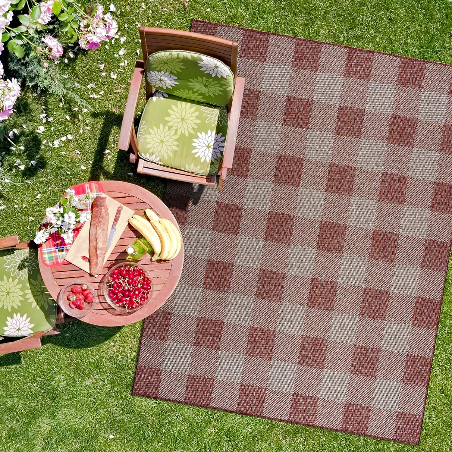 CAMILSON Buffalo Plaid Outdoor Rug Check Area Rugs for