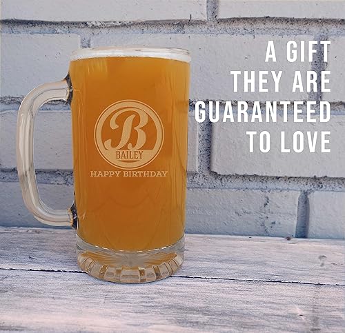 Miniatura 2 de Taza de cerveza de vidrio grabada personalizada de 16 onzas, para el día del padre, monograma, nombre personalizado, regalos de cerveza