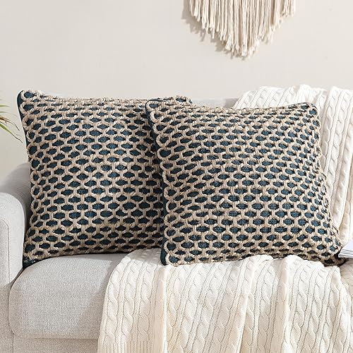 Boho Living Jada - 2 fundas de almohada decorativas, relleno de almohada no incluido, diseño tejido de primera calidad, decoración de sala de estar,