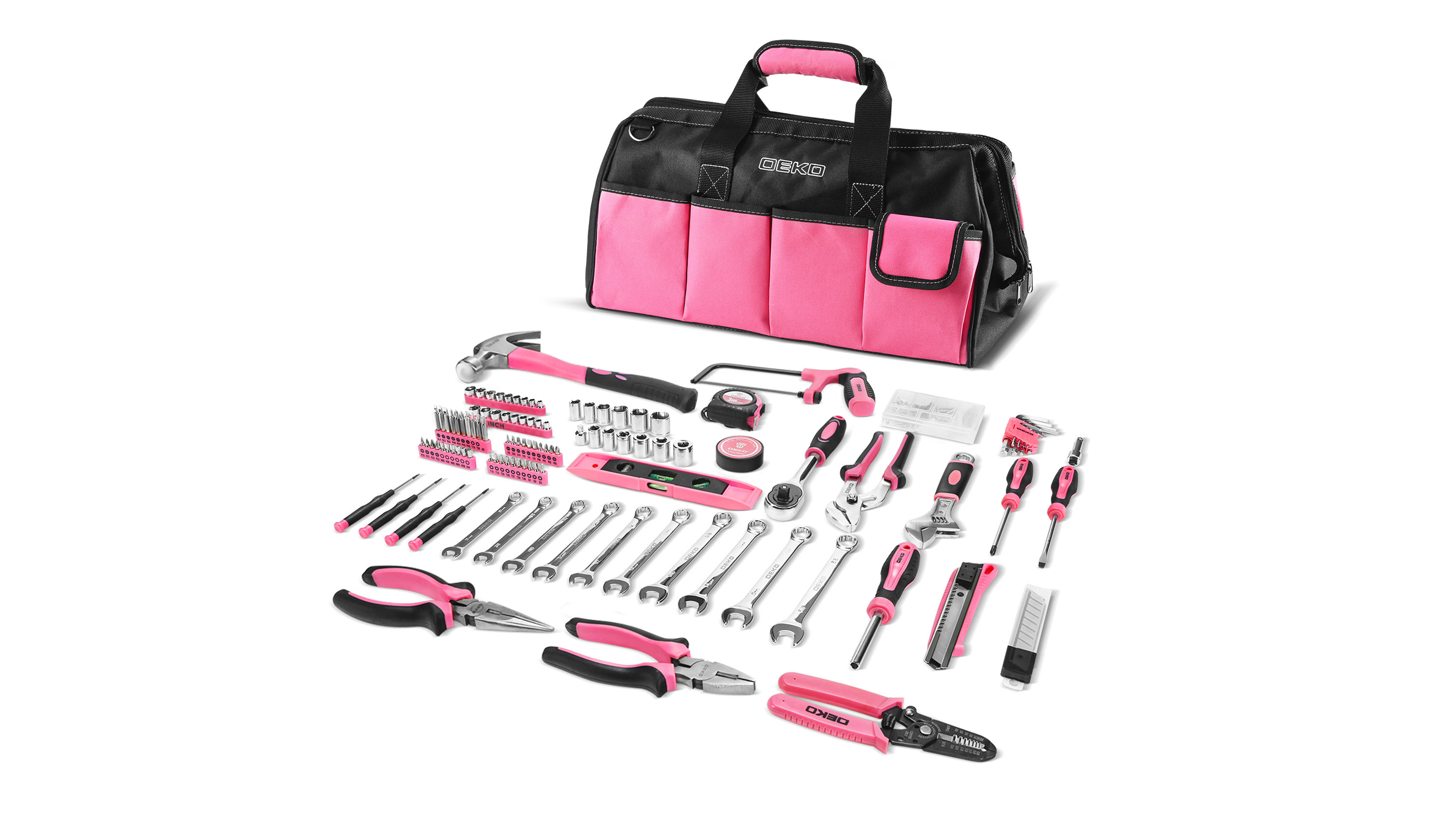 DEKOPRO Pink Tool Set for Women Ladies Girls, 226-Piece Household