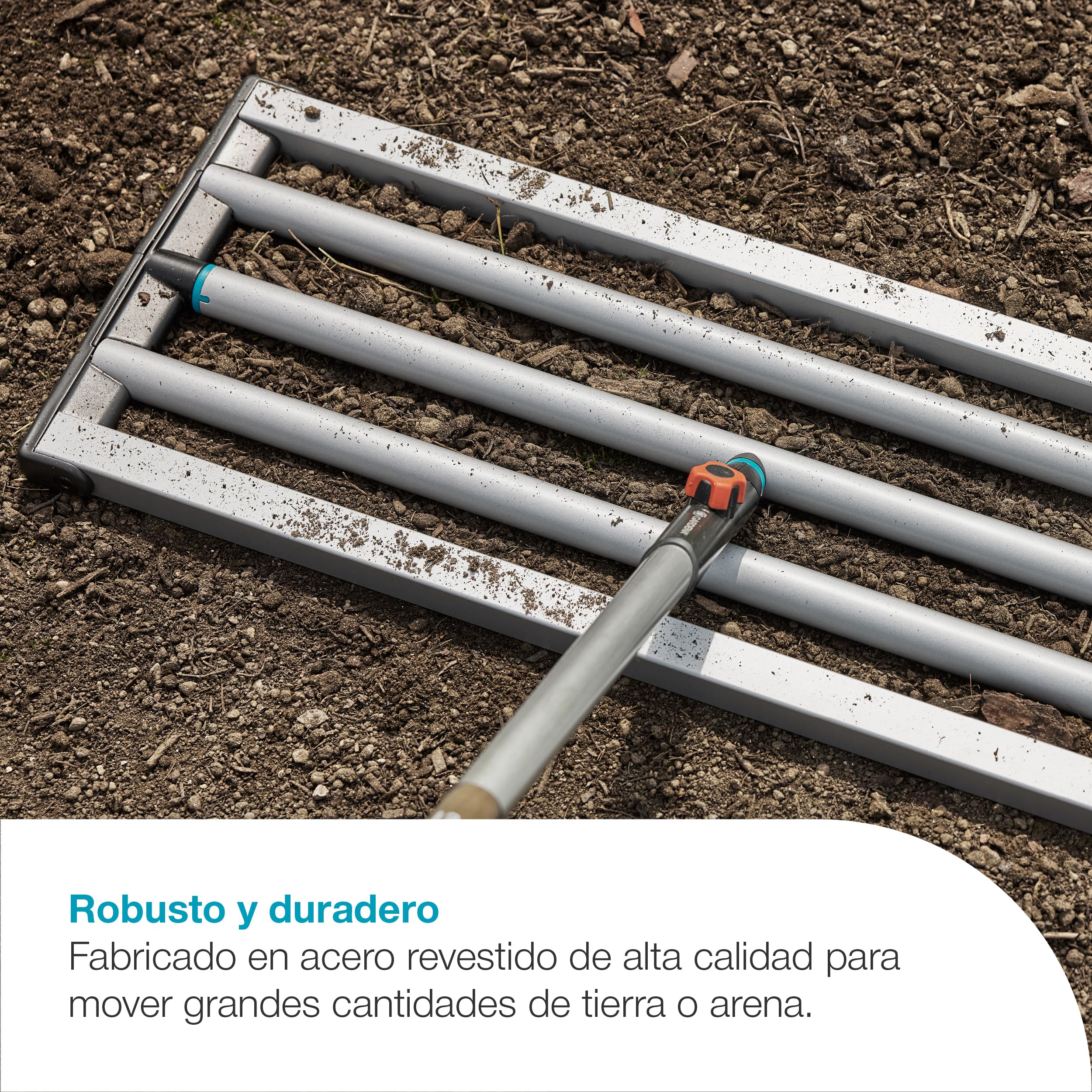 Gardena combisystem - Rastrillo nivelador combisystem: Cuidado eficiente del césped, para Todos los Mangos de combisystem, Mueve Tierra y Arena, fácil de Empujar, fácil de Limpiar (3569-20)