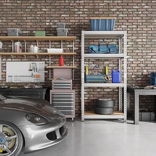 Miniatura 2 de Topeakmart Estantes de almacenamiento, 4 unidades de estantería de metal ajustables de 4 niveles, estantes de almacenamiento de garaje para almacén,