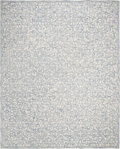 MARTHA STEWART x SAFAVIEH MSR3513B - Alfombra hecha a mano de lana francesa de 9 x 12 pies, color azulmarfil