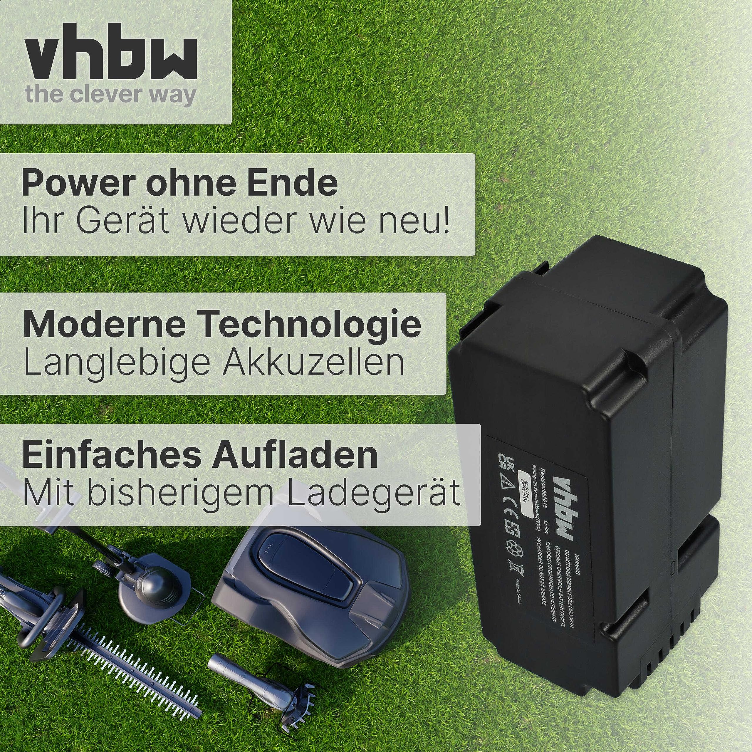 vhbw Akumulator kompatybilny z kosiarką Yard Force SA650B, NX80i, NX100i, LUV600Ri, LUV1000Ri, Classic 600B, Classic 500B (3000 mAh, 25,2 V, Li-Ion)