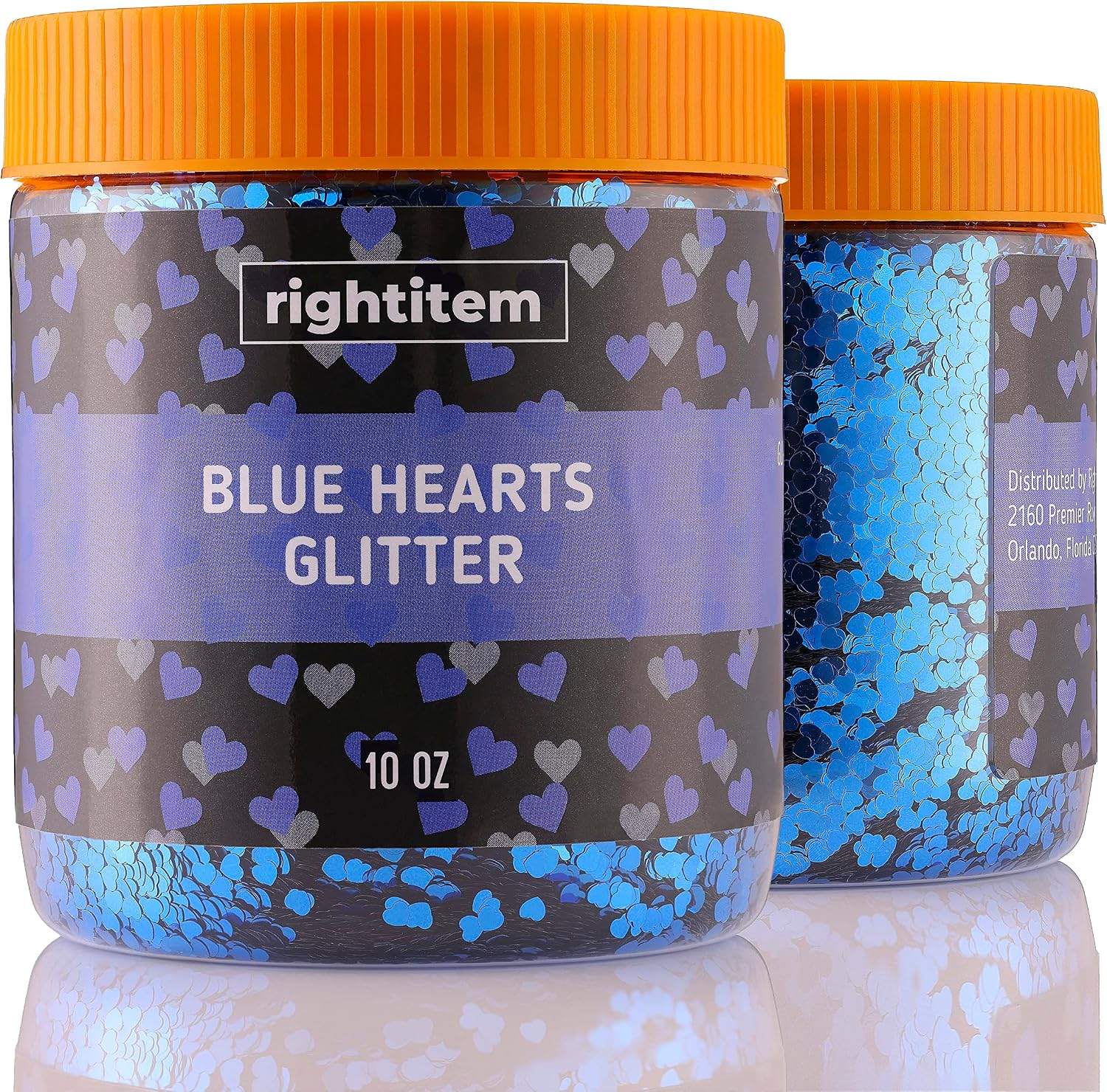 Nail Glitter - Blue Hearts Chunky Glitter in Jar - 10 Oz Glitter for Crafts - Glitter for Slime - Face Glitter - Candle Glitter - Body Glitter
