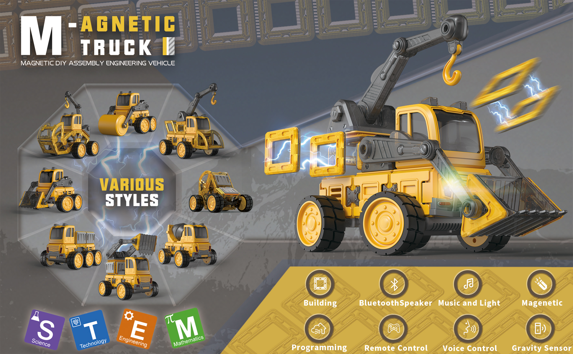 Construction Vehicles Building Toy Gift for Kids