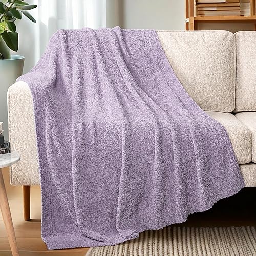 Miniatura 3 de PAVILIA Manta de punto de felpa para sofá, manta supersuave y esponjosa, manta ligera mullida para cama y sofá, manta tejida cálida y acogedora para