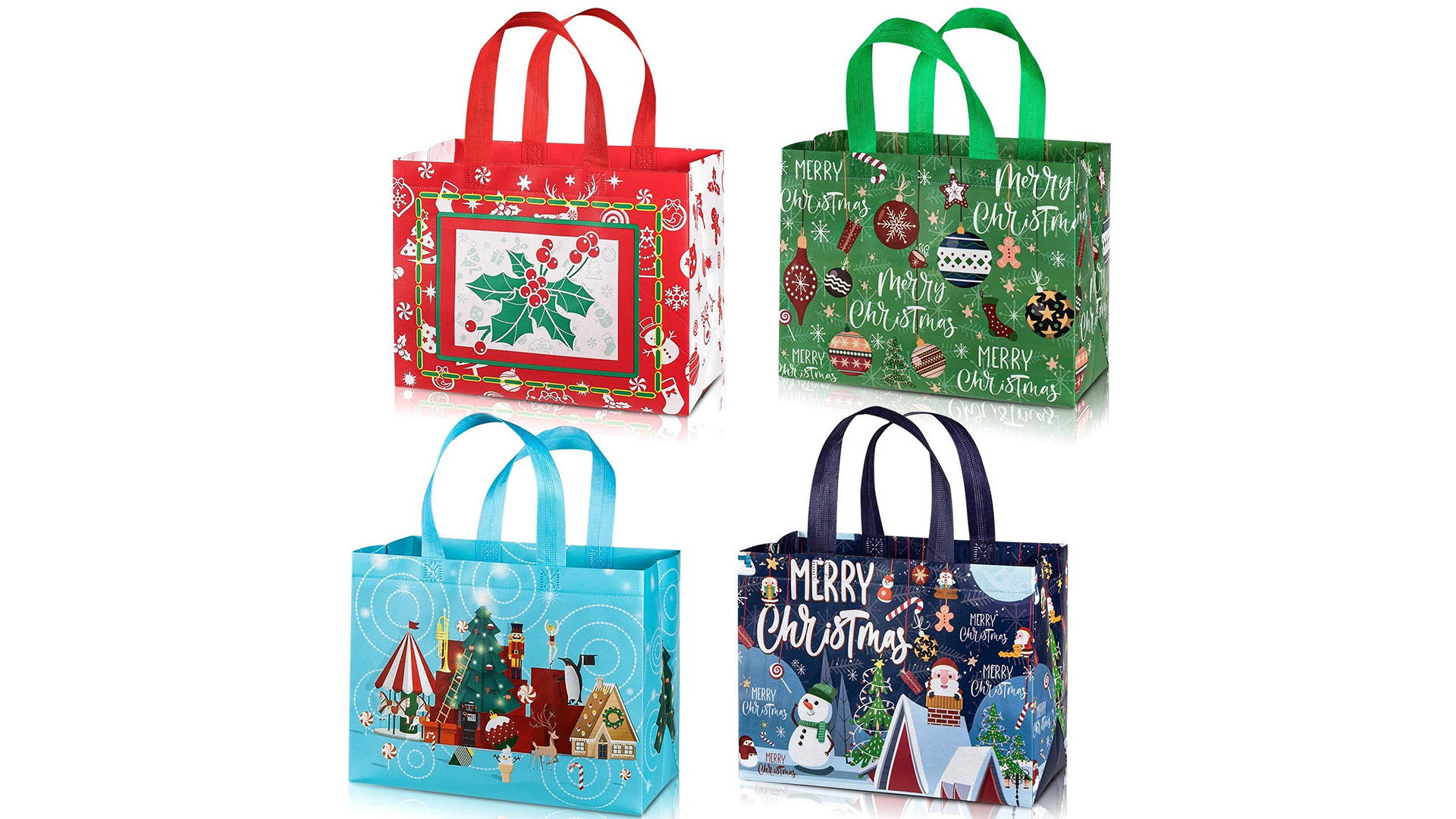 Whaline Christmas Canvas Tote Bags - Boho Christmas Tree Print, Reusable Gift & Shopping Bag