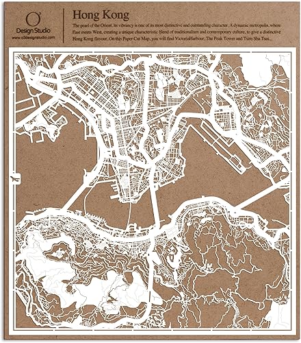 Macao Paper Cut Map Blanco 12.0 x 12.0in