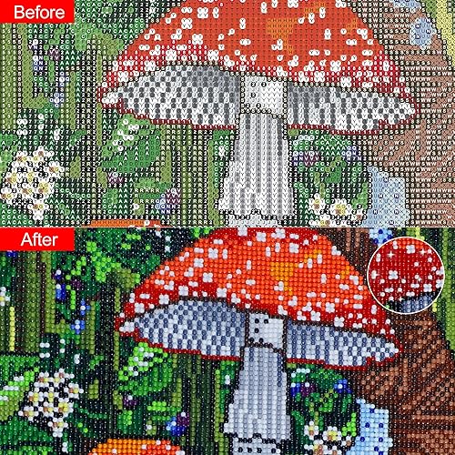 Miniatura 4 de Stalente Kits de pintura de diamantes para adultos, pintura de diamante 5D con taladro redondo completo para decoración de pared del hogar, hongos,