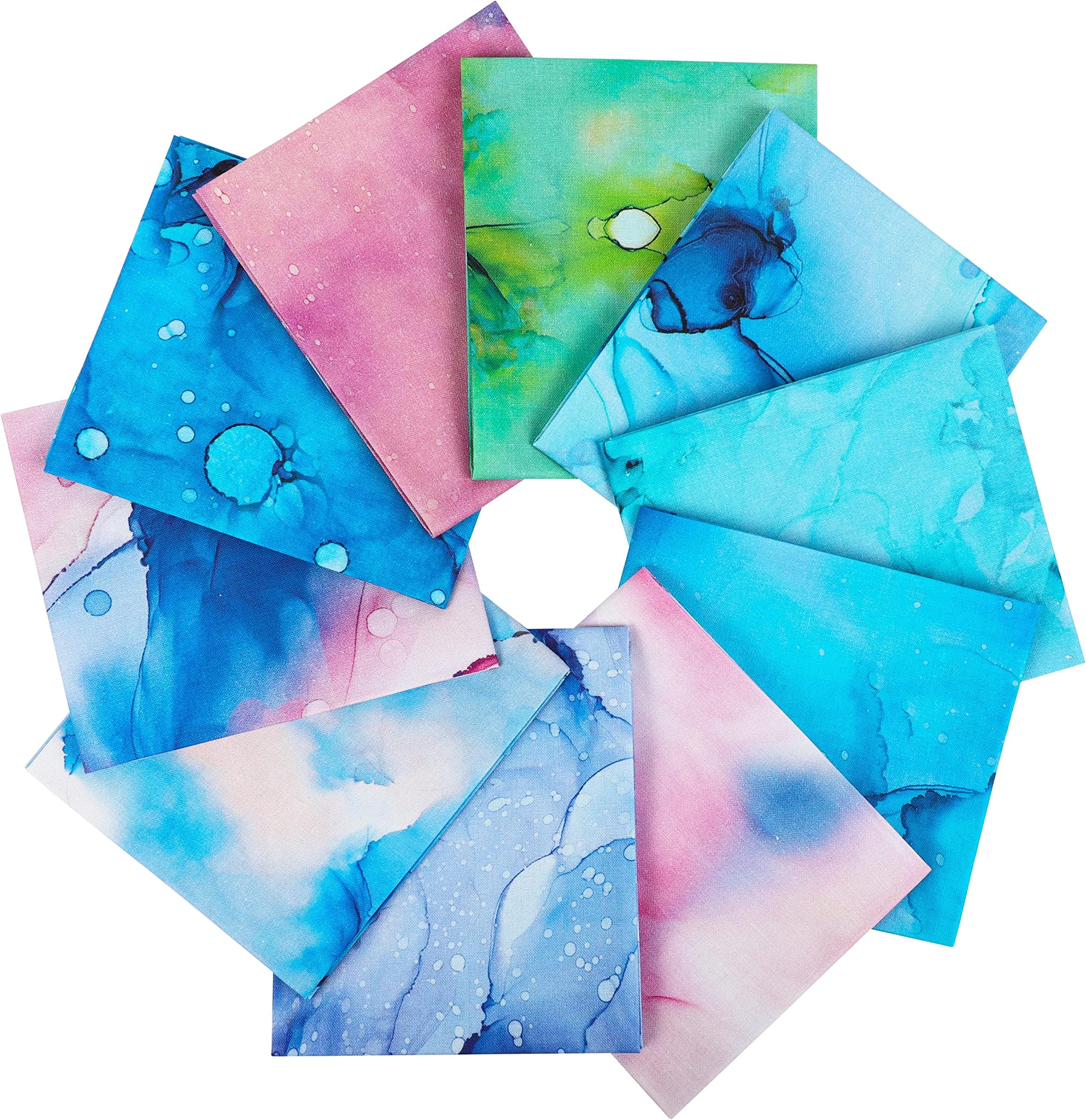 25 Options- 100% Cotton Quilting Fabric Bundles 10pcs Fat Quarters 18”x21”-Medium Weight 5.2 oz- for Quilting, Sewing Project, Patchwork, DIY Crafts - Rainbow Inks