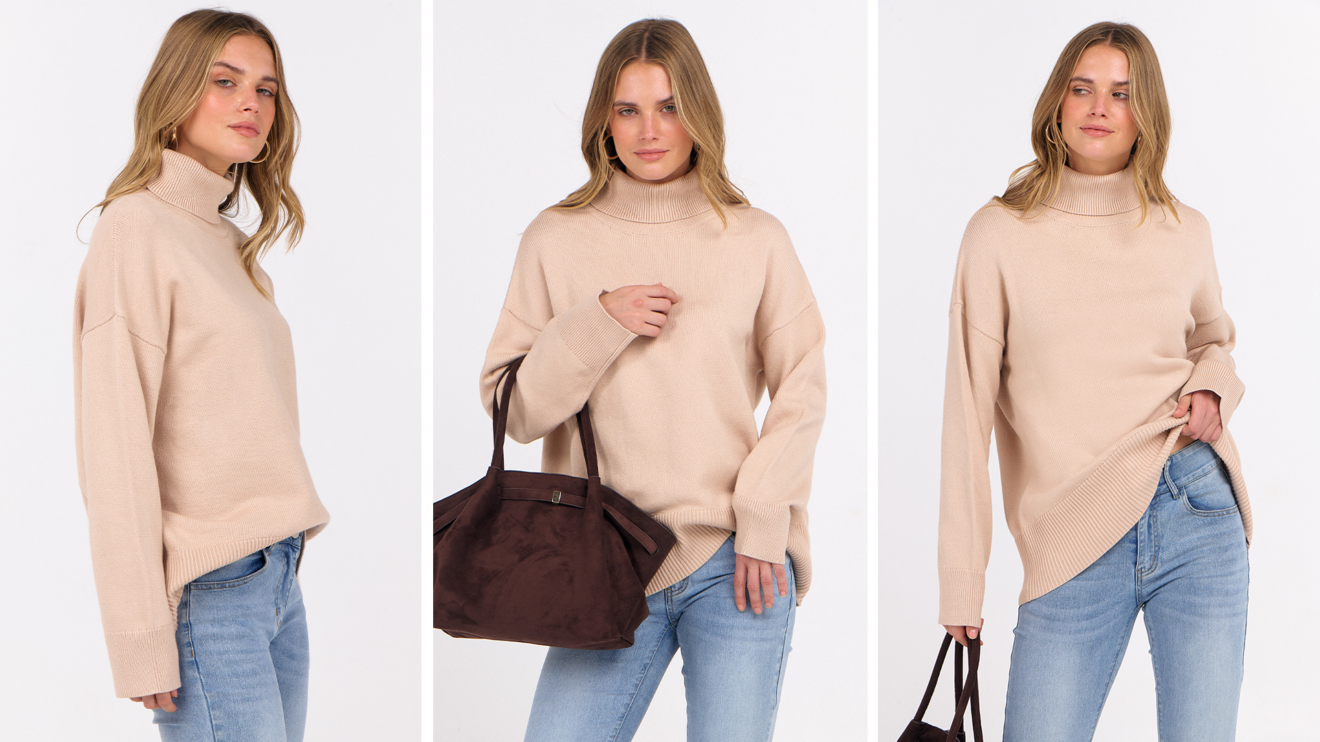 ANRABESS Womens Turtleneck Sweaters Oversized Chunky Long Sleeve