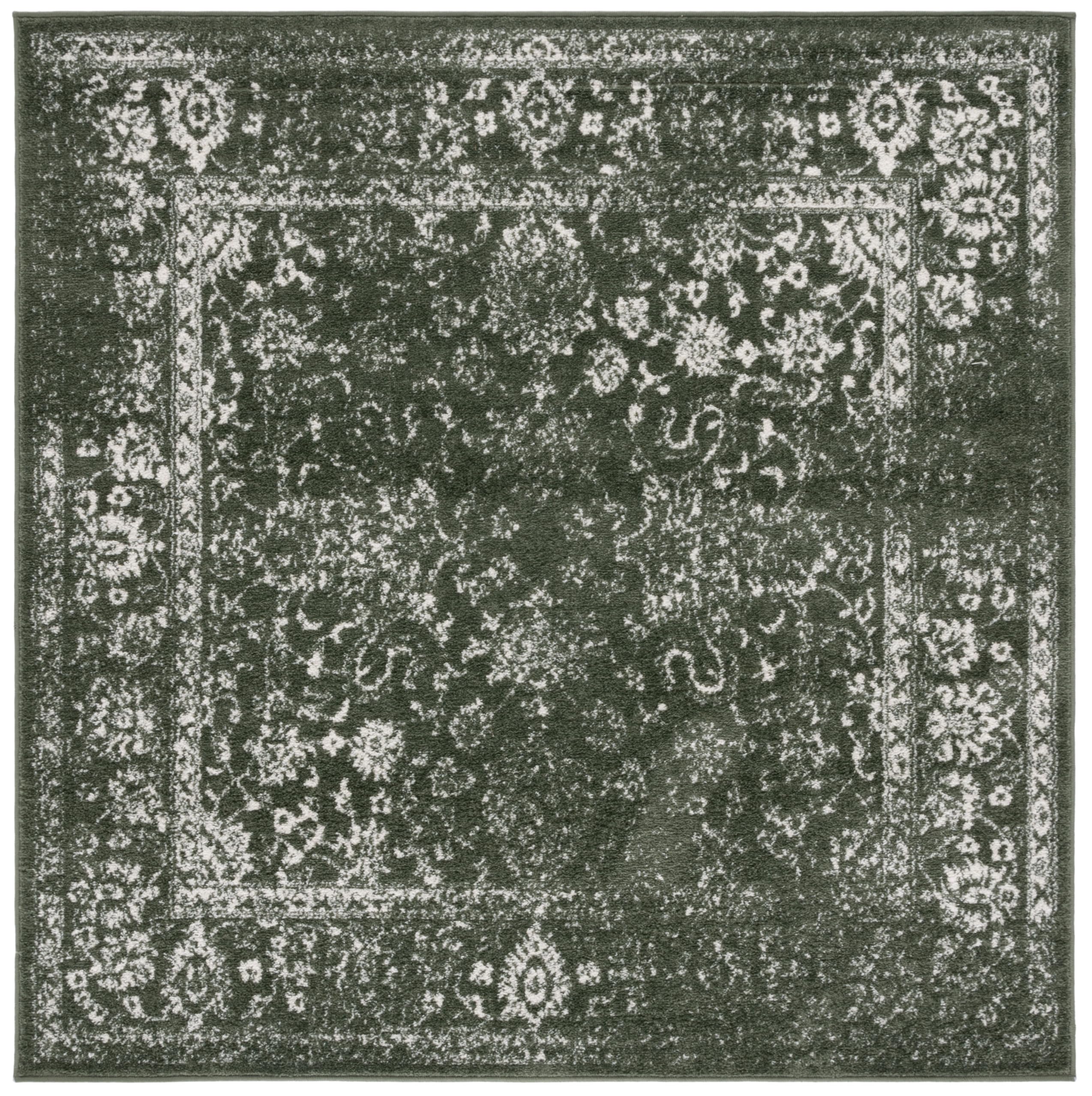 SAFAVIEH Adirondack Square Rug 8 ft, Dark Green & Ivory ADR109Y