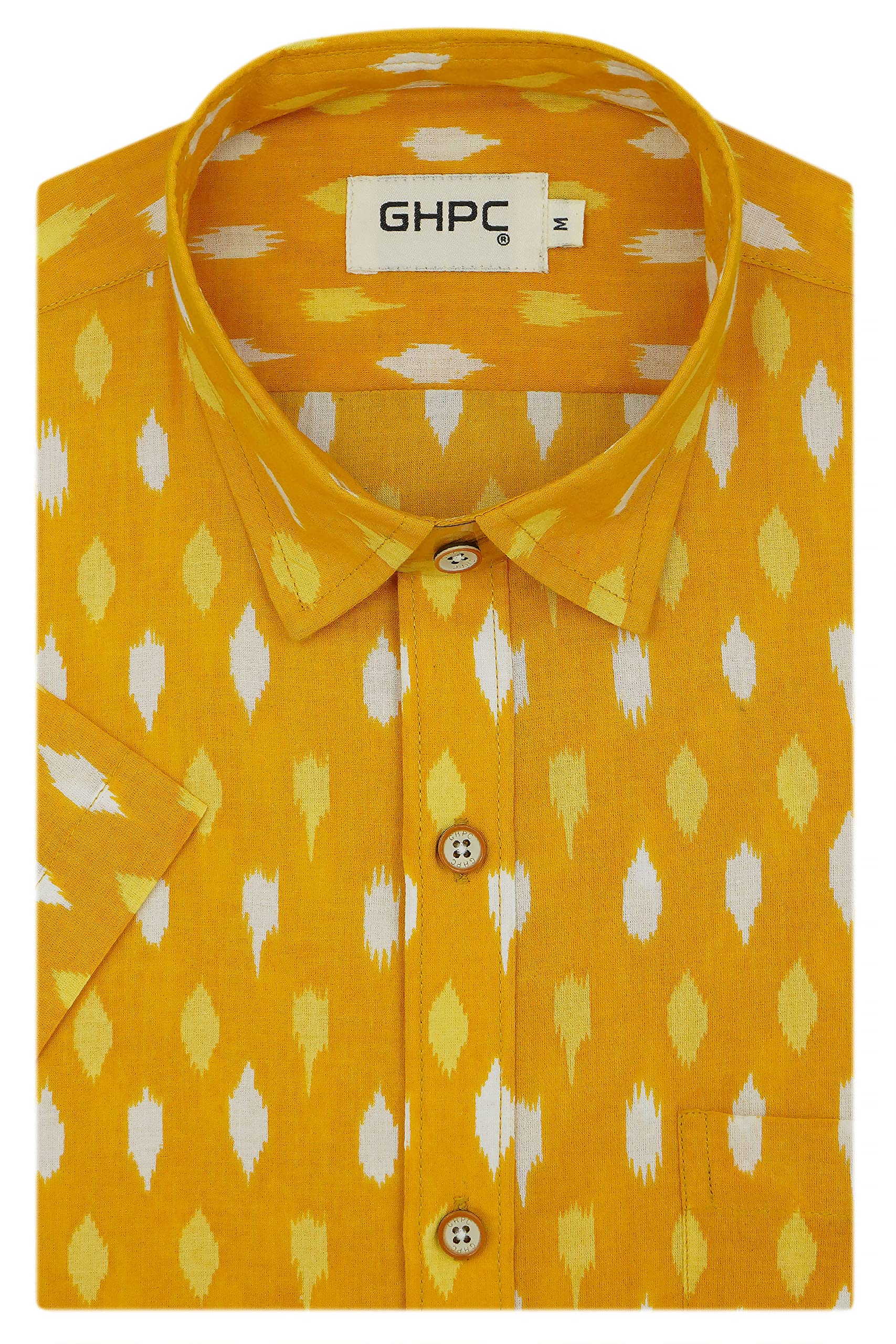 Men's Block Print 100% Cotton Half Sleeves Regular Fit Semi Formal Shirt