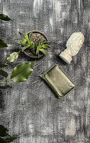 Miniatura 5 de Hegemon Cartera grande de cuero genuino con cremallera para hombre, tarjetero plegable RFID seguro con bolsillo para monedas, carteras resistentes