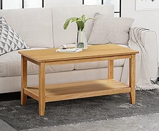 Hallowood Furniture Aston Oak Effect Wide Coffee Table with Shelf - Large Wooden Side Table for Living Room & Dining Room - Rectangular Centre Table for Hallway - TV Stand - Media Table